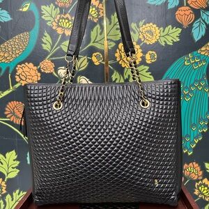 Bally Vintage Quilted Lambskin Leather Chain Tote – Made in Italy
